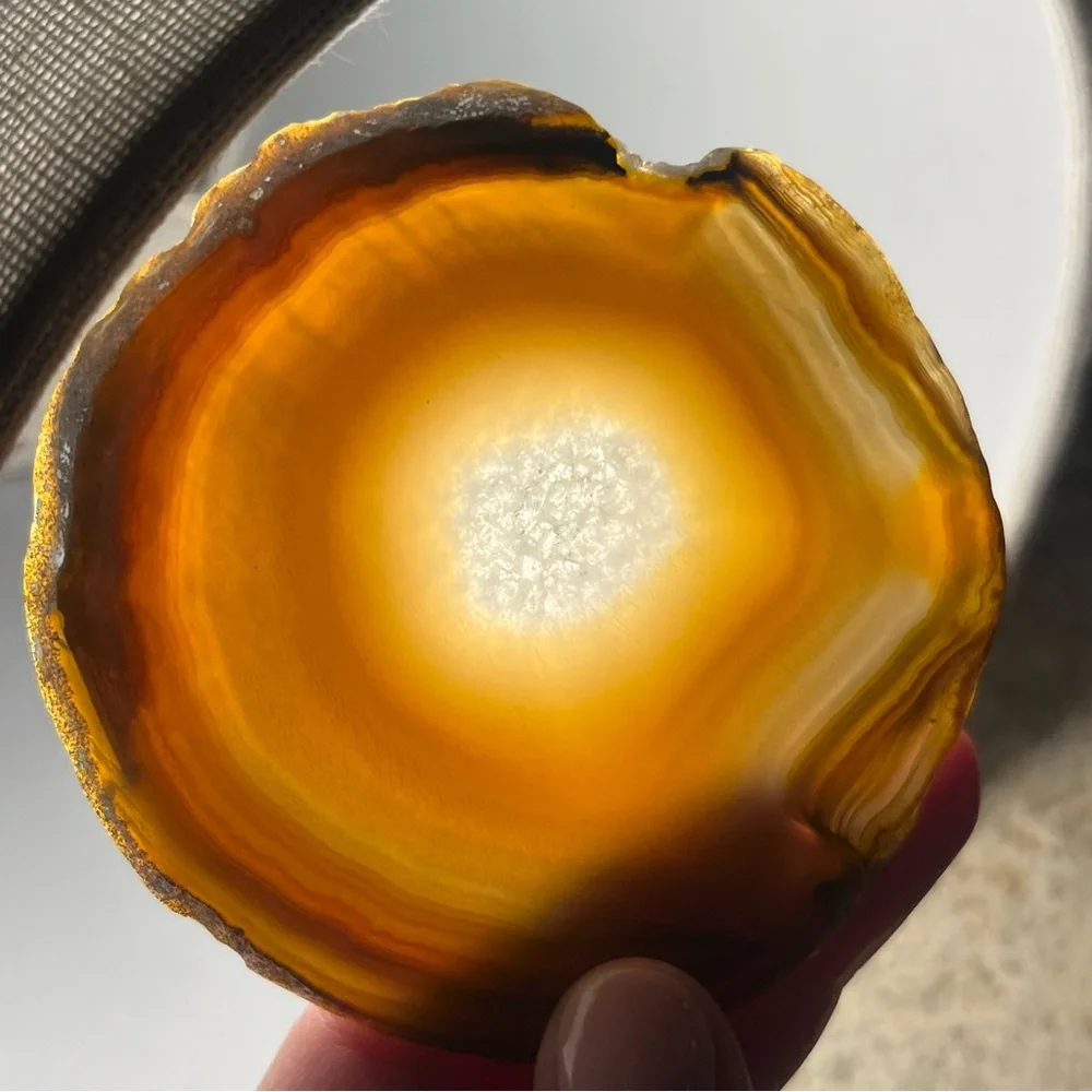 Polished Agate Stone Coaster - Brown and Gray